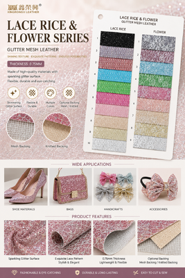 XR Glitzer-Kunstleder – Reismuster und Blumenmuster
