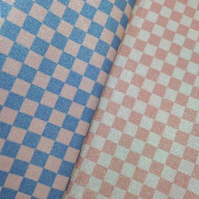 Premium Glitter Checker PVC-Ledergewebe für Taschen, Geldbörsen, Schuhe und Modeaccessoires