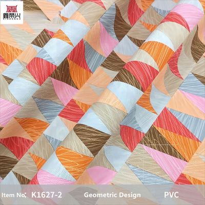 0.8mm farbenfrohe geometrische Gestaltung PVC-Leder für Handtasche Verpackung Telefonkoffer Dekoration Verwendung