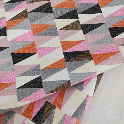 0.8mm farbenfrohe geometrische Gestaltung PVC-Leder für Handtasche Verpackung Telefonkoffer Dekoration Verwendung