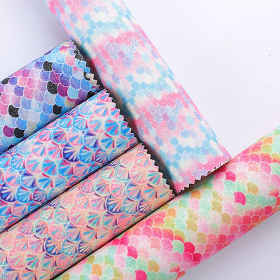 0.5mm Glitter PU Leder Bürste Meerjungfrau Fisch Skala PU künstliches Leder