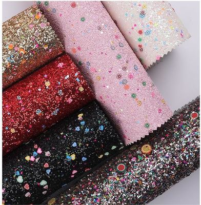 Printed Soft Glitter PU Leder Glamouröses Sequins Helle Süßigkeiten 1,2 mm Dicke