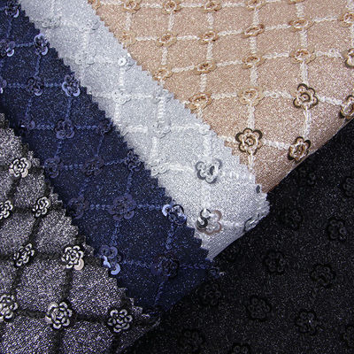 Sequin Bright Flower Glitter PU Leder Umweltschonendes 100% Polyurethan Leder