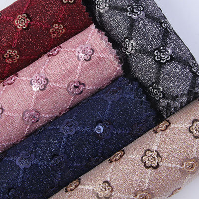 Sequin Bright Flower Glitter PU Leder Umweltschonendes 100% Polyurethan Leder