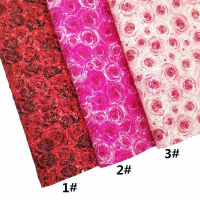 Rosa 100% PU-Leder mit Druck auf Gretel Rose Flower Polyurethan Imitationsleder