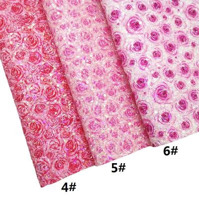 Rosa 100% PU-Leder mit Druck auf Gretel Rose Flower Polyurethan Imitationsleder