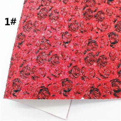 Rosa 100% PU-Leder mit Druck auf Gretel Rose Flower Polyurethan Imitationsleder