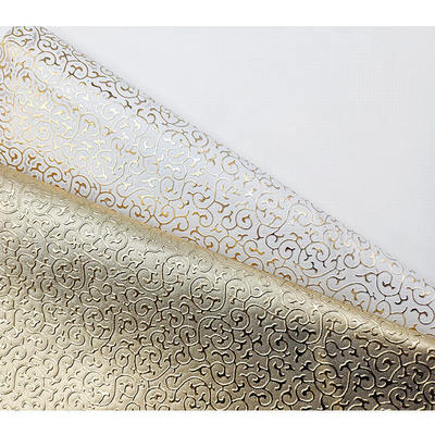 Großhandel PVC-Goldfilm-Gedruckte Art Kunstleder für Taschen Verpackungskiste Schuhe Notizbuch Stoff