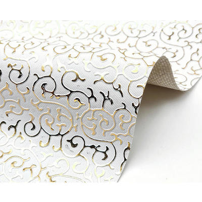 Großhandel PVC-Goldfilm-Gedruckte Art Kunstleder für Taschen Verpackungskiste Schuhe Notizbuch Stoff