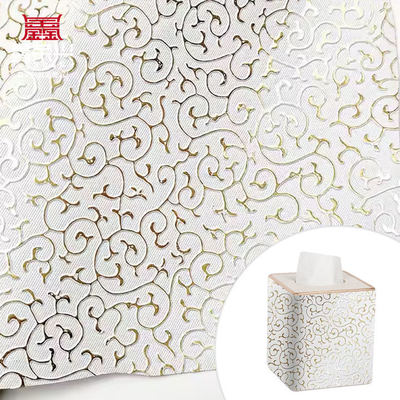 Großhandel PVC-Goldfilm-Gedruckte Art Kunstleder für Taschen Verpackungskiste Schuhe Notizbuch Stoff