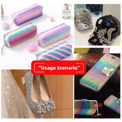 Elastische PU Glanz glänzende Chunky Hexagon Glitter Stoff Synthetisches Leder für Schuhe Taschen Bogen Handwerk Hut Falsches Leder Stoff