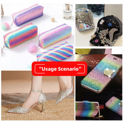 Elastisches PU-geprägtes, funkelndes, glänzendes Glitzergewebe aus Kunstleder für Schuhe, Taschen, Schleifen, Bastelarbeiten, Hüte, Kunstleder