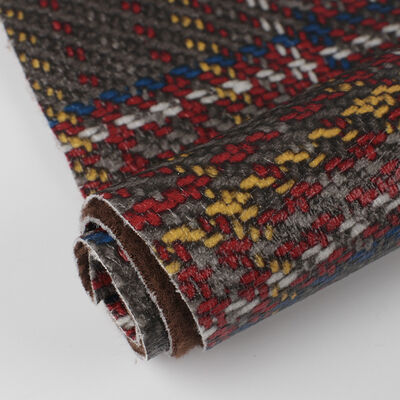 PVC Tech Cloth Printed Scottish Plaid Weave Grain Artificial Synthetic Leather Bag Sofa Car Seat Belt Shoe Faux Leather Fabric