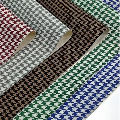 Großhandel PVC Hahnentritt-bedruckter Kunstlederstoff für dekorative Taschen, Handyhüllen, Tischmatten, Sofabezüge, Bastelprojekte