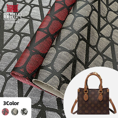 Synthetisches PVC-Kunstleder, linear bedruckter Stil, Vinyl-Kunstmaterial für Möbel, dekorative Taschen, Handyhüllen, Tische