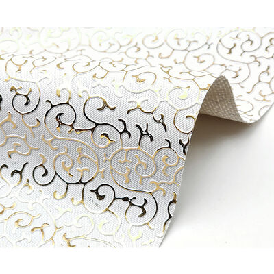 Großhandel PVC-Goldfilm-Gedruckte Art Kunstleder für Taschen Verpackungskiste Schuhe Notizbuch Stoff