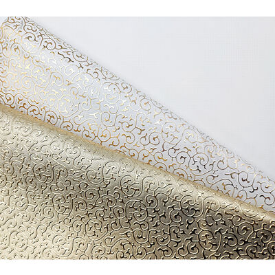 Großhandel PVC-Goldfilm-Gedruckte Art Kunstleder für Taschen Verpackungskiste Schuhe Notizbuch Stoff