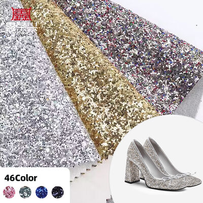 Glanzendes Hexagon Glitter Gewebe Elastisches PU Synthetisches Leder für Schuhe Belag Taschen Bögen Handwerk Hut Falsches Leder