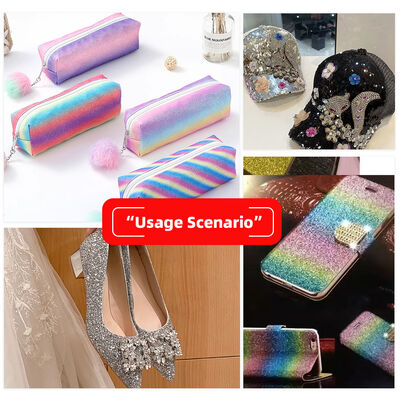 Glanzendes Hexagon Glitter Gewebe Elastisches PU Synthetisches Leder für Schuhe Belag Taschen Bögen Handwerk Hut Falsches Leder