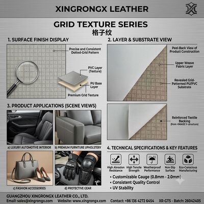 GRID TEXTURE SERIES Synthetische Verpackungen Lederprodukte, die für Haltbarkeit und Stil bei der Verpackung von Schuhen, Bekleidung und Möbeln entwickelt wurden