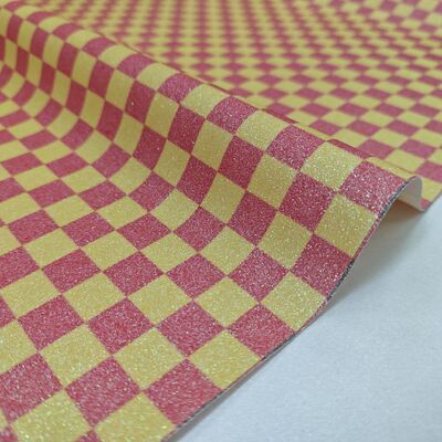 Premium Glitter Checker PVC-Ledergewebe für Taschen, Geldbörsen, Schuhe und Modeaccessoires