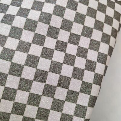 Premium Glitter Checker PVC-Ledergewebe für Taschen, Geldbörsen, Schuhe und Modeaccessoires