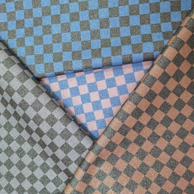 Premium Glitter Checker PVC-Ledergewebe für Taschen, Geldbörsen, Schuhe und Modeaccessoires