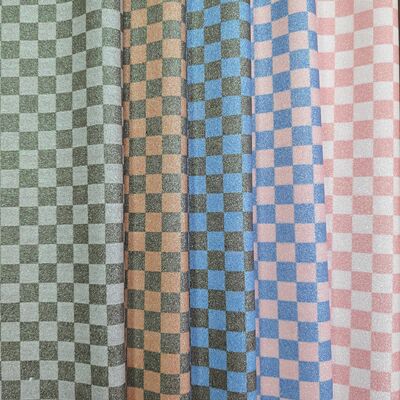 Premium Glitter Checker PVC-Ledergewebe für Taschen, Geldbörsen, Schuhe und Modeaccessoires