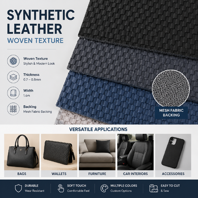 Gewebe Textur Kunstleder-PVC-Rolle mit Mesh-Gewebe-Hintergrund für Taschen Geldbörsen Möbel