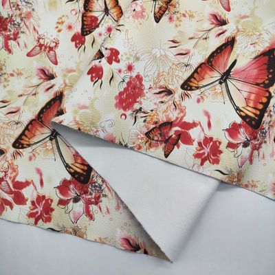 Druckfarbener Schmetterling verliebt in Blumen PVC PU Synthetisches Falsches Ledermaterial