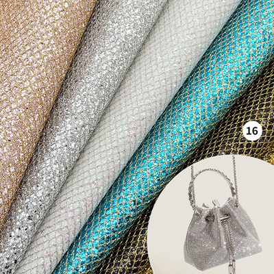 Mesh-Typ Grober Glitzer PVC Kunstleder Stretch Kunstleder Material für Schuh Gepäck Tasche Verpackung Sofa Outdoor Futter