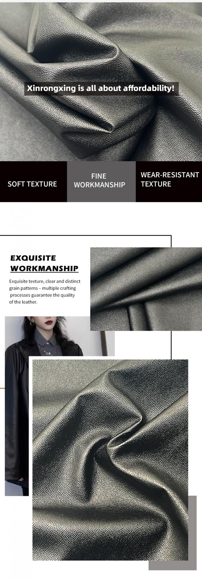 PVC Lammhaut Getreide Falsches Leder Streckenschwarzwasserdicht Synthetisches Leder für Bekleidung Kleidung Hosen Kleidung 5