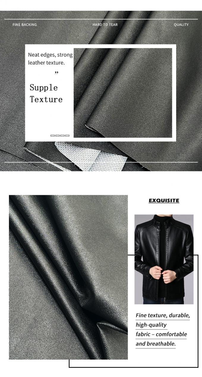 PVC Lammhaut Getreide Falsches Leder Streckenschwarzwasserdicht Synthetisches Leder für Bekleidung Kleidung Hosen Kleidung 6