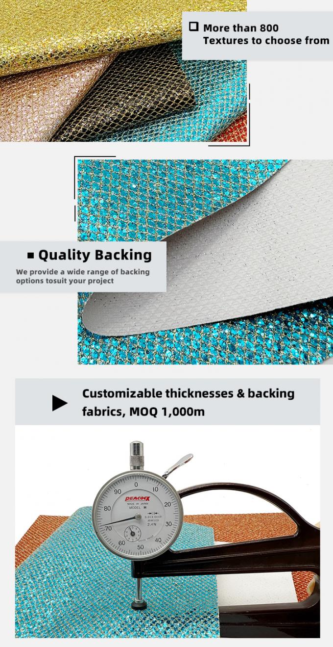Mesh-Typ Grober Glitzer PVC Kunstleder Stretch Kunstleder Material für Schuh Gepäck Tasche Verpackung Sofa Outdoor Futter 5
