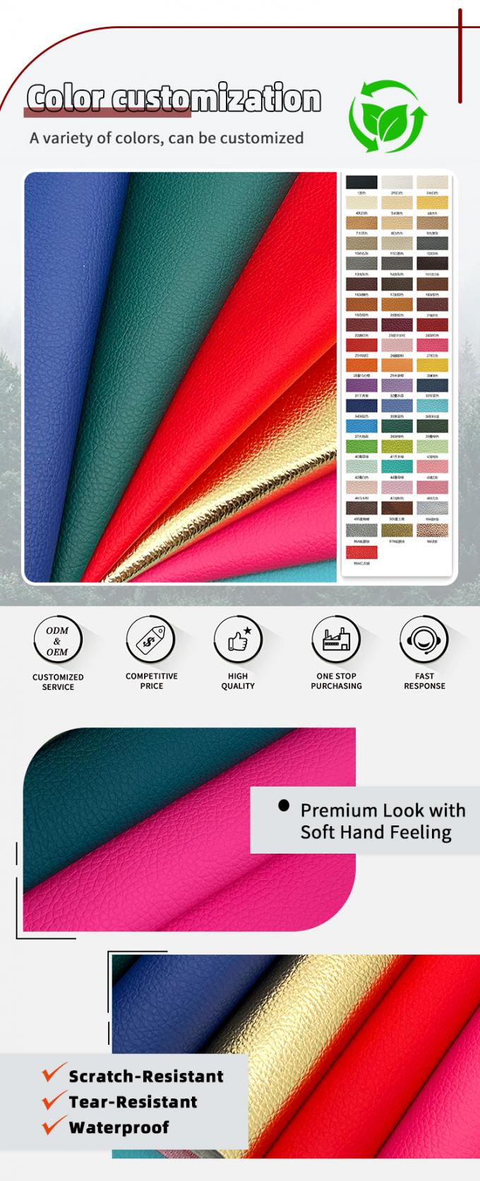 PVC-Kunstleder mit gepr&auml;gtem Litschi-Muster f&uuml;r M&ouml;bel, Sofa, Dekoration, Handtaschen, Bastelarbeiten, Autokissen 4
