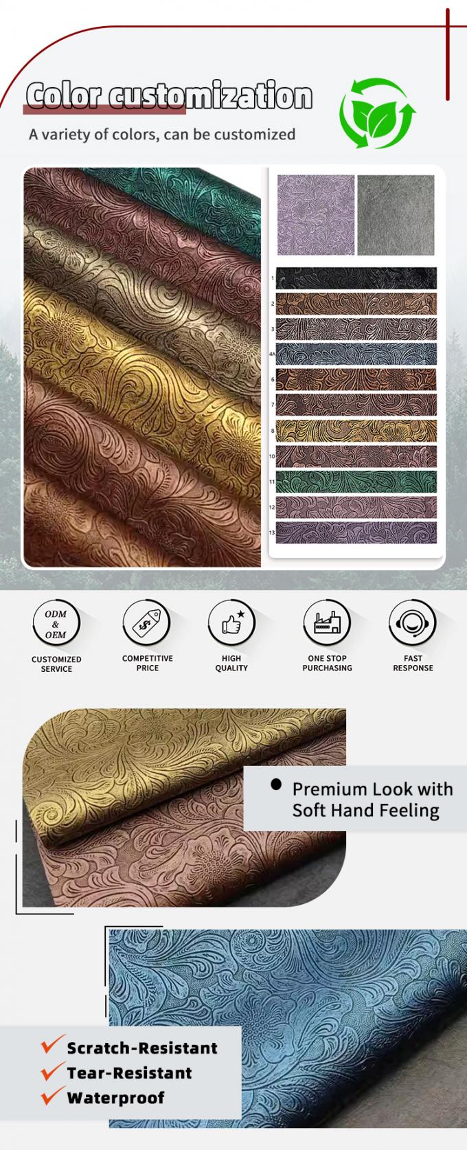 PVC-Blumenmuster Kunstleder synthetisches Leder Geldb&ouml;rse Box Schuhe Notizbuch Kunstleder Stoff 4