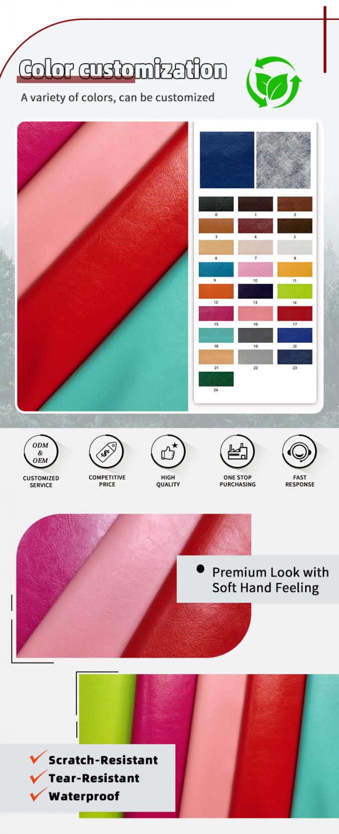 PVC R64 Getreide Synthetisches Leder Portemonnaie Schuhkasten Notizbuch Ledergewebe 4