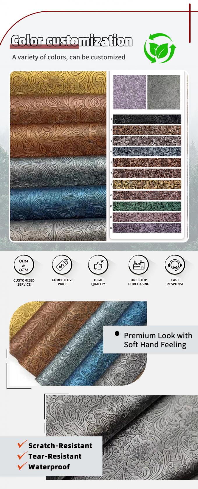 Gepr&auml;gtes PVC-Blumenmuster-Kunstleder f&uuml;r Geldb&ouml;rsen, Schachteln, Schuhe, Notizb&uuml;cher, dekorative Taschen - Strapazierf&auml;hige Kunstledermaterialien 4