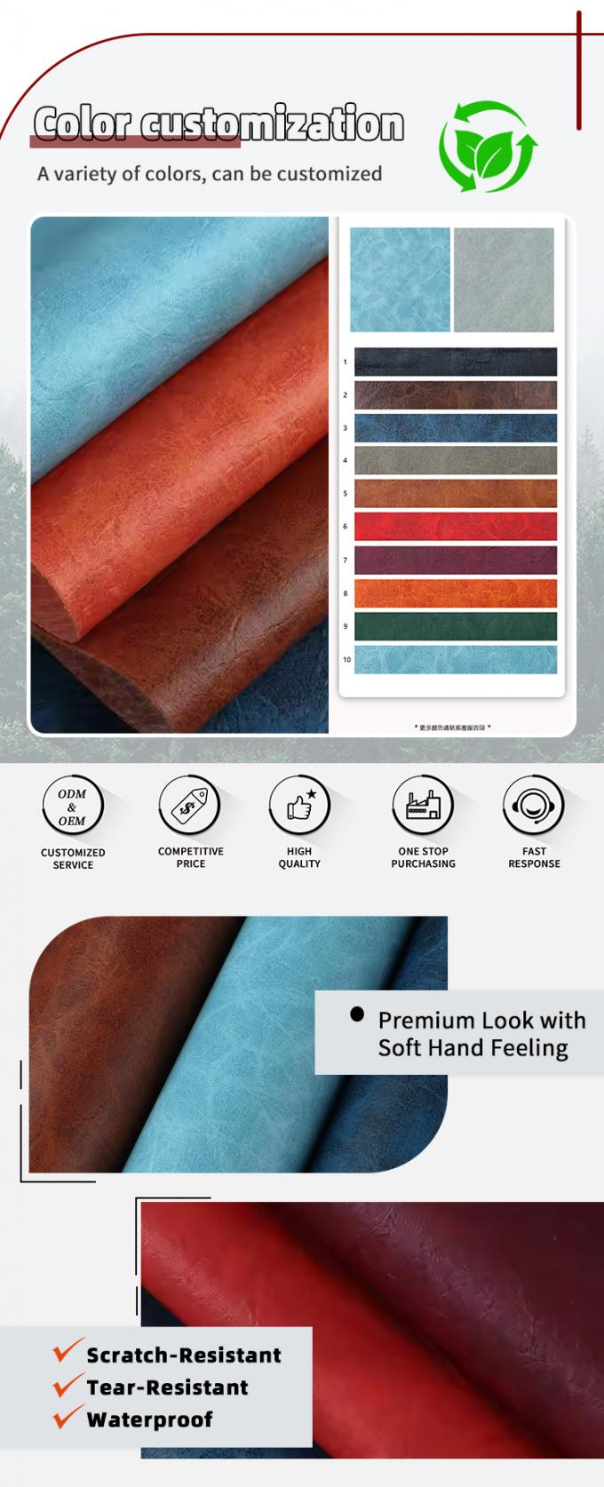 PVC Printed Kraft Grain Synthetic Leather Artificial Faux Leather Materials for Bag Notebook Table Mat Phone Shell Packing Box 4