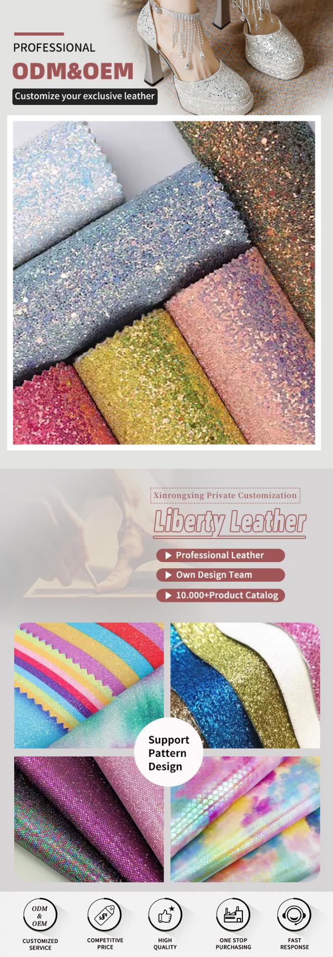 Elastische PU Glanz glänzende Chunky Hexagon Glitter Stoff Synthetisches Leder für Schuhe Taschen Bogen Handwerk Hut Falsches Leder Stoff 4