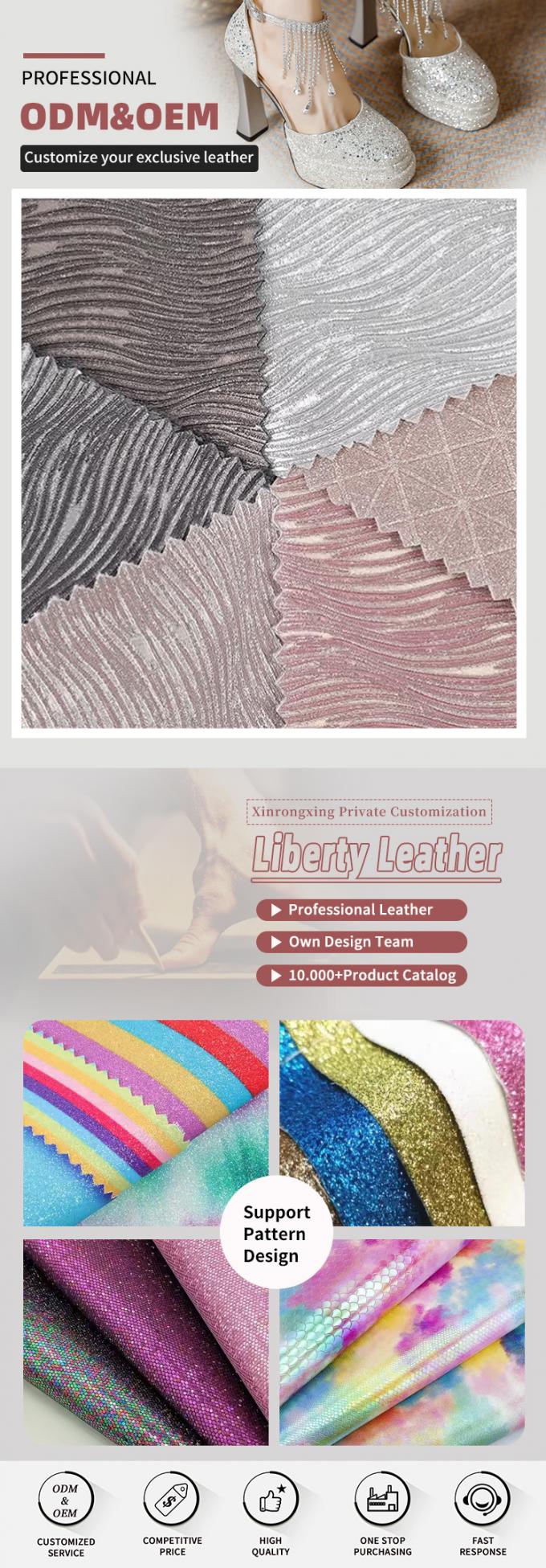 Elastisches PU-geprägtes, funkelndes, glänzendes Glitzergewebe aus Kunstleder für Schuhe, Taschen, Schleifen, Bastelarbeiten, Hüte, Kunstleder 4