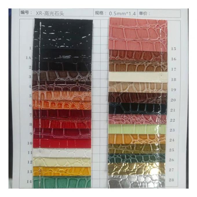 High Gloss Stone Pattern PVC Synthetisches Leder Tiermuster Schuhe Taschen und Taschen Fälschung Ledergewebe 16